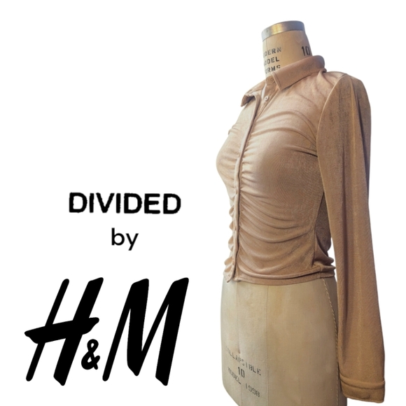Divided by H&M Fitted Champagne Button Down; Iridescent Shimmery Sheen Look - Picture 2 of 4